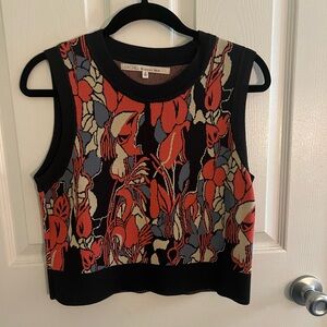 RACHEL Rachel Roy Black and Orange Graphic Knit Crop Top